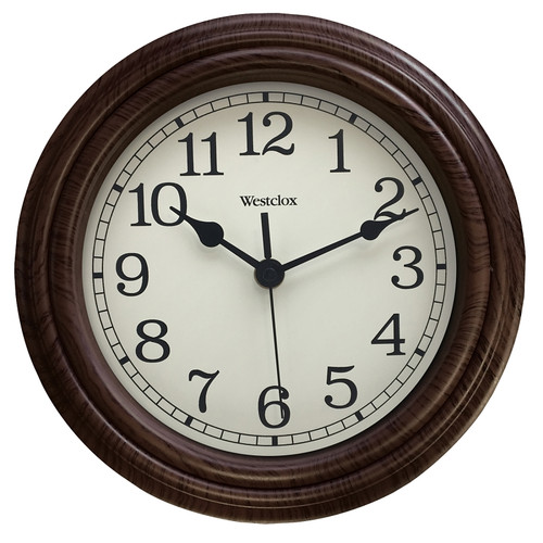 Westclox Classic Series 33883P Clock, Round, Almond Frame, Wood Clock Face, Analog [SKU: ORG7504079]
