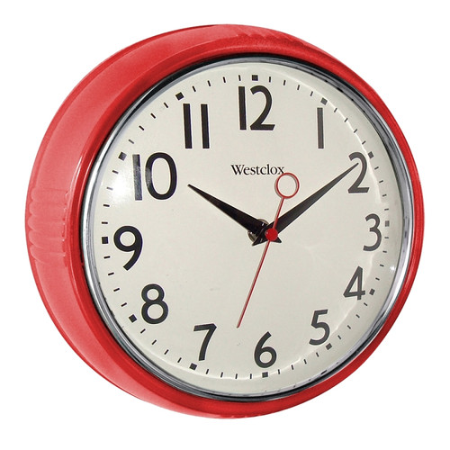 Westclox Classic 1950 Series 32042R Clock, Round, Red Frame, Plastic Clock Face, Analog [SKU: ORG8795403]