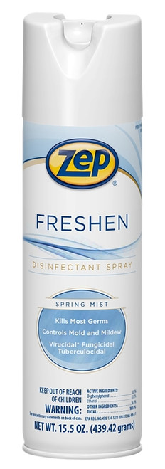 Zep 1050017 Freshen Disinfectant Spray, 15.5 oz Aerosol Can, Characteristic, Clear/Light Yellow [SKU: ORG7414808]