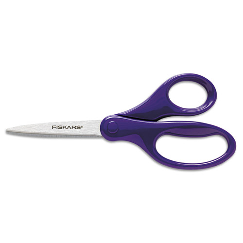 Kids/Student Scissors, Pointed Tip, 7" Long, 2.75" Cut Length, Assorted Straight Handles [SKU: FSK1294587097J]