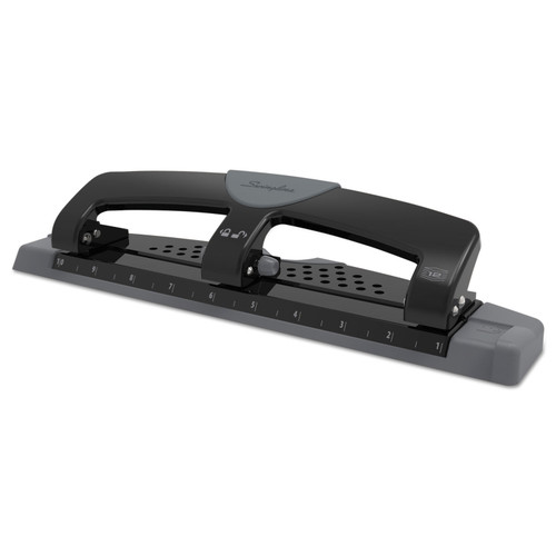 12-Sheet Smarttouch Three-Hole Punch, 9/32" Holes, Black/Gray [SKU: SWI74134]