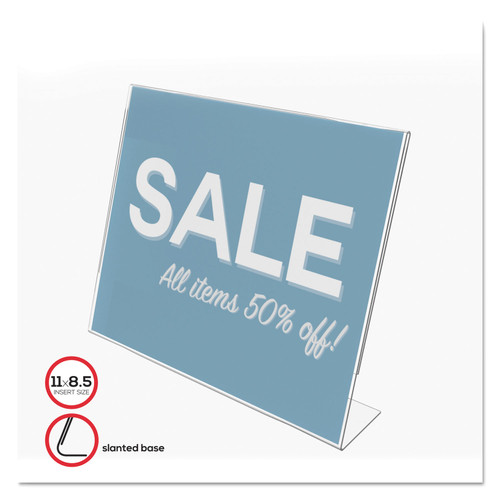 Classic Image Slanted Sign Holder, Landscaped, 11 X 8.5 Insert, Clear [SKU: DEF66701]