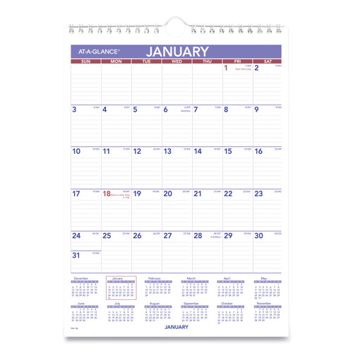 Monthly Wall Calendar with Ruled Daily Blocks, 8 x 11, White Sheets, 12-Month (Jan to Dec): 2024 [SKU: AAGPM128]