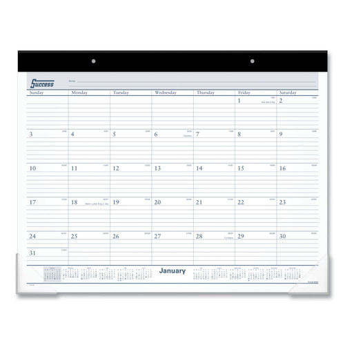 Desk Pad, 21.75 x 17, White Sheets, Black Binding, Clear Corners, 12-Month (Jan to Dec): 2024 [SKU: AAGST2400]
