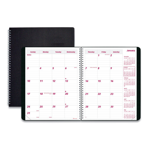 DuraFlex 14-Month Planner, 8.88 x 7.13, Black Cover, 14-Month (Dec to Jan): 2023 to 2025 [SKU: REDCB1200VBLK]