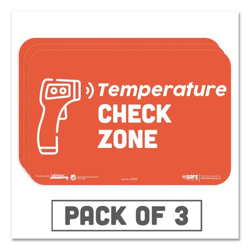 Besafe Messaging Education Wall Signs, 9 X 6, "Temperature Check Zone", 3/Pack [SKU: TAB29510]