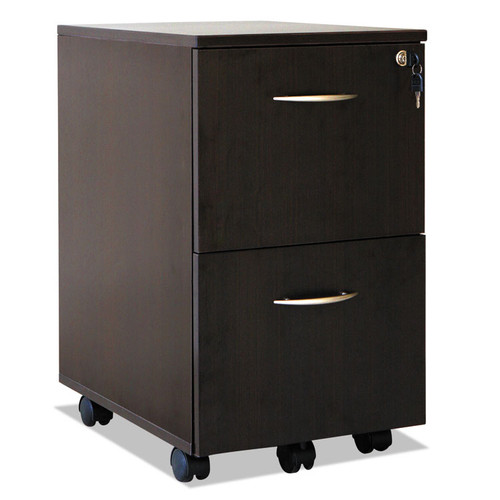 Alera Valencia Series Mobile Pedestal, Left or Right, 2 Legal/Letter-Size File Drawers, Espresso, 15.38" x 20" x 26.63 [SKU: ALEVA582816ES]