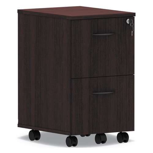 Alera Valencia Series Mobile Pedestal, Left or Right, 2 Legal/Letter-Size File Drawers, Mahogany, 15.38" x 20" x 26.63 [SKU: ALEVA582816MY]