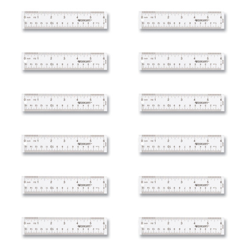 Clear Flexible Acrylic Ruler, Standard/Metric, 6" (15 Cm) Long, Clear, 12/Box [SKU: ACM17723]