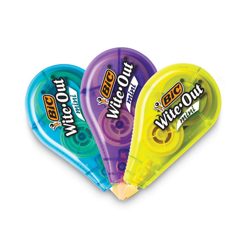 Wite-Out Brand Mini Correction Tape, Non-Refillable, 0.2" X 26.2 Ft, Assorted [SKU: BICWOTM11]