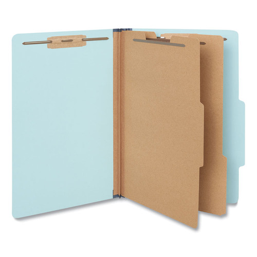 Six-Section Classification Folders, Heavy-Duty Pressboard Cover, 2 Dividers, 6 Fasteners, Legal Size, Light Blue, 20/Box [SKU: UNV10406]