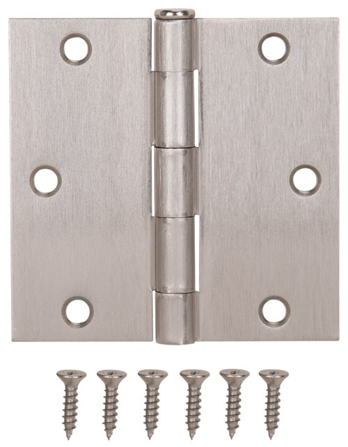 ProSource 20338SNX Square Corner Door Hinge, Steel, Satin Nickel, Loose Pin, 180 deg Range of Motion [SKU: ORG2087104]