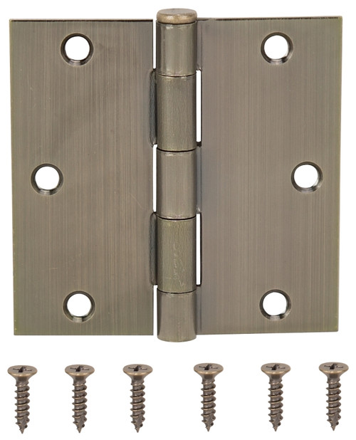 ProSource 20338ABX Square Corner Door Hinge, Steel, Antique Brass, Loose Pin, 180 deg Range of Motion [SKU: ORG2621209]