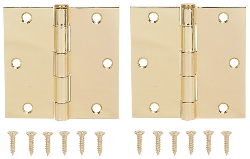 ProSource BH-202PB-PS Square Corner Door Hinge, Steel, Brass, Loose Pin, 180 deg Range of Motion, Screw Mount Mounting [SKU: ORG2722486]