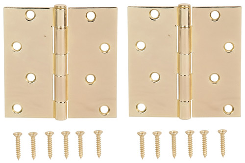 ProSource BH-502PB-PS Square Corner Door Hinge, Steel, Brass, Loose Pin, 180 deg Range of Motion, Screw Mount Mounting [SKU: ORG2776342]