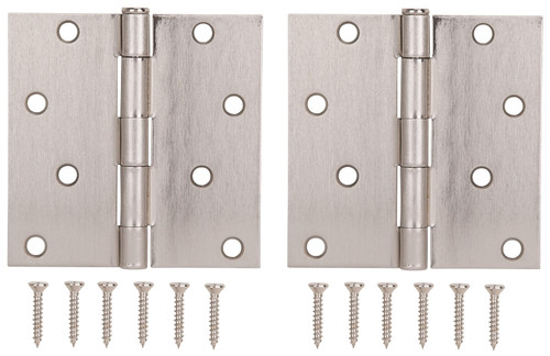 ProSource BH-502SN-PS Square Corner Door Hinge, Steel, Satin Nickel, Loose Pin, 180 deg Range of Motion [SKU: ORG2788073]