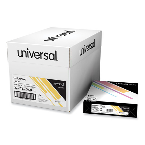 Deluxe Colored Paper, 20 Lb Bond Weight, 8.5 X 11, Goldenrod, 500/Ream [SKU: UNV11205]