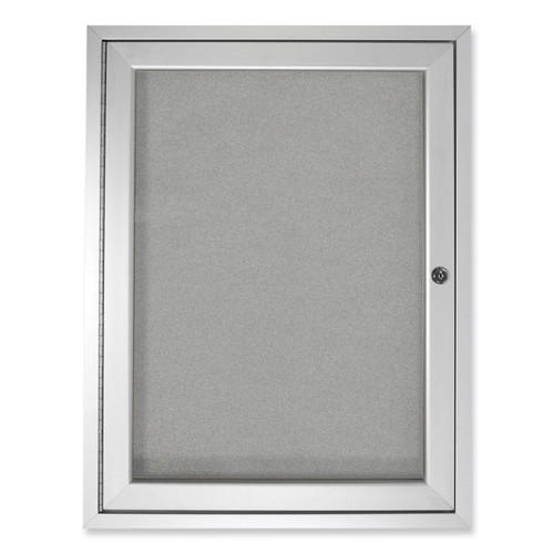 1 Door Enclosed Vinyl Bulletin Board With Satin Aluminum Frame, 18 X 24, Silver Surface, Ships In 7-10 Business Days [SKU: GHEPA12418VX193]