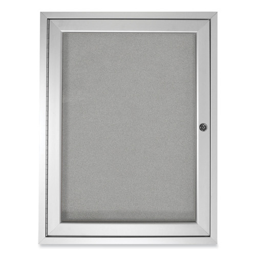 1 Door Enclosed Vinyl Bulletin Board With Satin Aluminum Frame, 36 X 36, Silver Surface, Ships In 7-10 Business Days [SKU: GHEPA13636VX193]