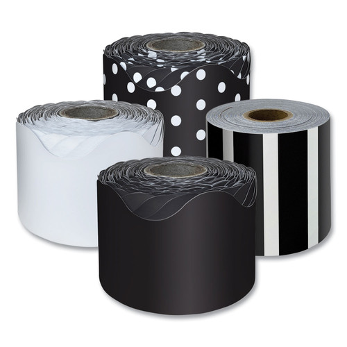 Rolled Scalloped Border Set, 2.25" X 65 Ft, Assorted, 4/Set [SKU: CDP145299]