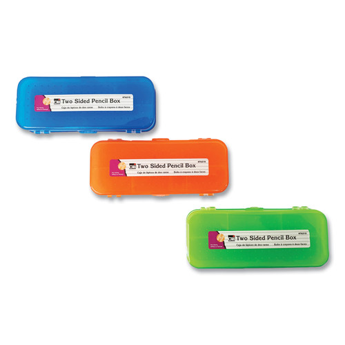 Double-Sided 5-Compartment Pencil Box, 8.5 X 3.5 X 1.5, Randomly Assorted Colors [SKU: LEO76310ST]