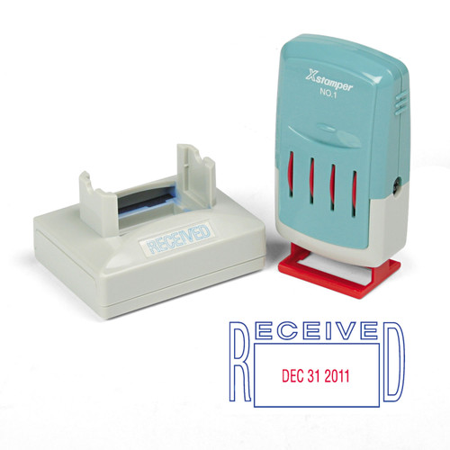 Versadater Message Dater, 2.13 X 1.31, Received, Blue/Red [SKU: XST66211]