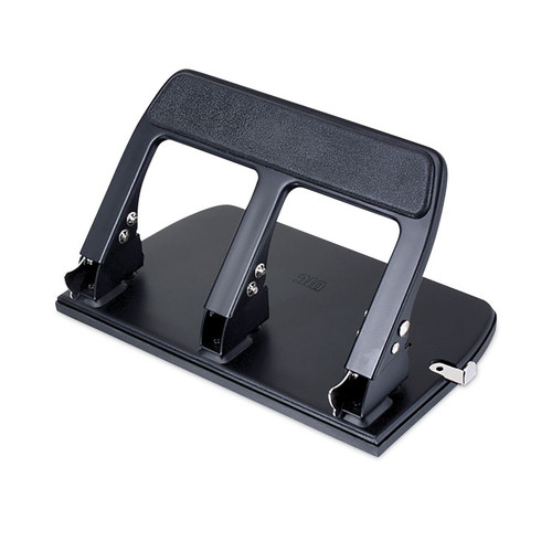 40-Sheet Three-Hole Punch With Padded Handle, 9/32" Holes, Black [SKU: OIC90089]