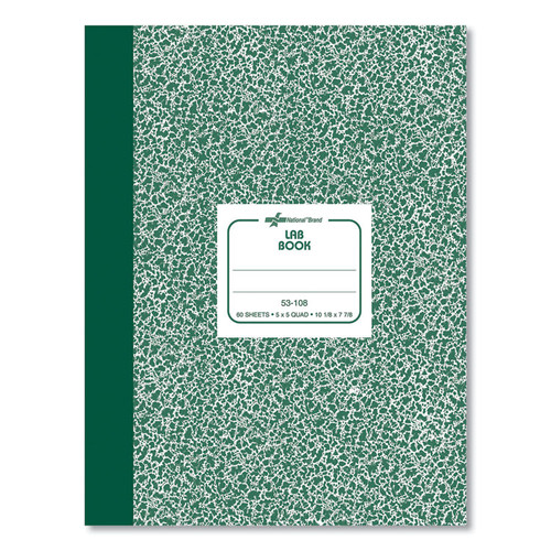 Composition Lab Notebook, Quadrille Rule, Green Cover, 10.13 x 7.88, 60 Sheets [SKU: RED53108]
