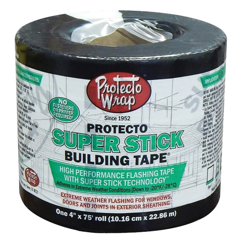 Protecto Wrap 844004SW Super Stick Building Tape, 75 ft L, 4 in W, Silver [SKU: ORG4825246]