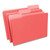 Deluxe Colored Top Tab File Folders, 1/3-Cut Tabs: Assorted, Legal Size, Red/Light Red, 100/Box [SKU: UNV10523]