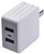 Zenith PM1002UW31 Dual USB Wall Charger, 100 to 240 V Input, 5 VDC Output, Foldable Plug, White [SKU: ORG7230899]