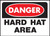 HY-KO 507 Danger Sign, Rectangular, HARD HAT AREA, Black Legend, White Background, Polyethylene [SKU: ORG6372726]