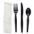 Four-Piece Cutlery Kit, Fork/Knife/Napkin/Teaspoon, Heavyweight, Black, 250/Carton [SKU: BWKFKTNHWPSBLA]