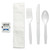 Six-Piece Cutlery Kit, Condiment/Fork/Knife/Napkin/Teaspoon, White, 250/Carton [SKU: BWKFKTNSMWPSWH]