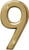 HY-KO Prestige Series BR-42PB/9 House Number, Character: 9, 4 in H Character, Brass Character, Solid Brass [SKU: ORG0205237]