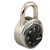 Combination Stainless Steel Padlock with Key Cylinder, 1.87" Wide, Black/Silver [SKU: MLK1525]