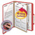 Four-Section Pressboard Top Tab Classification Folders, Four SafeSHIELD Fasteners, 1 Divider, Letter Size, Bright Red, 10/Box [SKU: SMD13731]