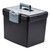 Portable File Box with Large Organizer Lid, Letter Files, 13.25" x 10.88" x 11", Black [SKU: STX61504U01C]