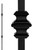 Nuvo Iron SQI2C Double Collar Stair Baluster, 44 in H, 1/2 in W, Square, Steel, Black, Powder-Coated/Semi-Matte [SKU: ORG9443672]