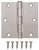 ProSource 20338SNX Square Corner Door Hinge, Steel, Satin Nickel, Loose Pin, 180 deg Range of Motion [SKU: ORG2087104]