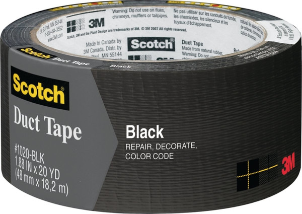 Scotch 3920-BK Duct Tape, 20 yd L, 1.88 in W, Black [SKU: ORG0983023]