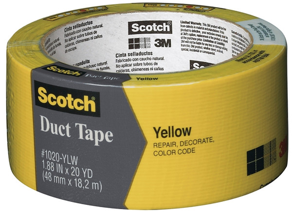 Scotch 3920-YL Duct Tape, 20 yd L, 1.88 in W, Yellow [SKU: ORG8339673]