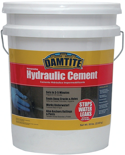 DAMTITE 07502 Hydraulic Cement, Gray, Powder, 50 lb Pail [SKU: ORG3497716]