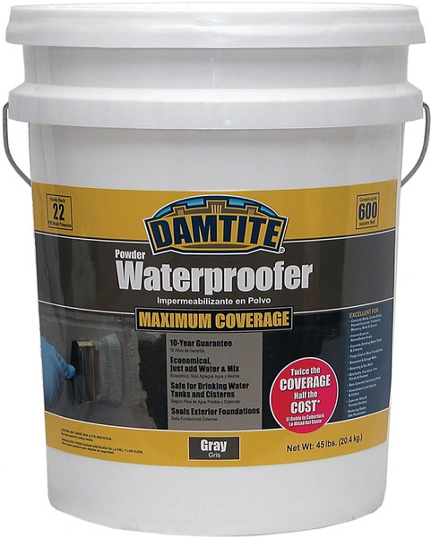 DAMTITE 02451 Powder Waterproofer, Gray, Powder, 45 lb Pail [SKU: ORG5204540]