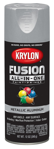 Krylon Fusion K02766007 Primer and Spray Paint, Metallic, Aluminum, 12 oz, Aerosol Can [SKU: ORG2809531]