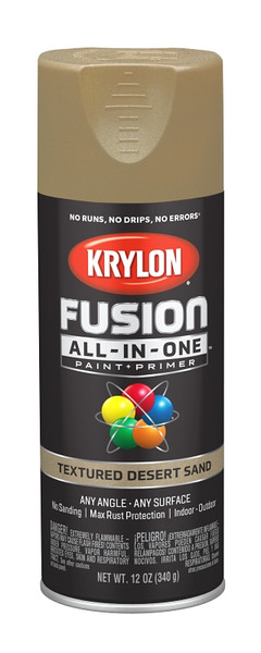 Krylon Fusion K02781007 Primer and Spray Paint, Textured, Desert Sand, 12 oz, Aerosol Can [SKU: ORG2809663]
