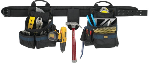CLC Tool Works Series 2602 Tool Belt, 29 to 46 in Waist, Ballistic Poly Fabric, Black/Blue, 17-Pocket [SKU: ORG1541549]