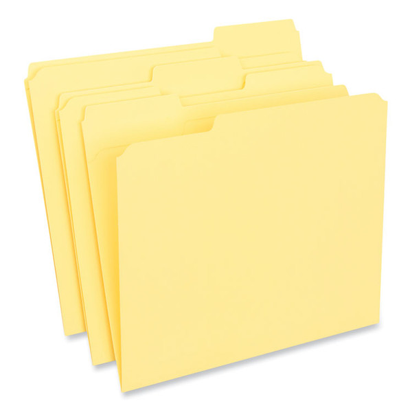 Reinforced Top-Tab File Folders, 1/3-Cut Tabs: Assorted, Letter Size, 1" Expansion, Yellow, 100/Box [SKU: UNV16164]