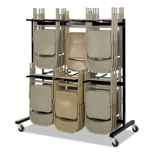 Two-Tier Chair Cart, Two-Sided 12-Section Hang-Hook Format, Metal, 64.5" x 33.5" x 70.25", Black [SKU: SAF4199BL]