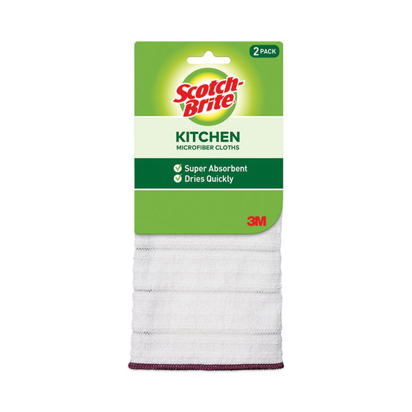 Kitchen Cleaning Cloth, Microfiber, 11.4 x 12.4, White, 2/Pack, 12 Packs/Carton [SKU: MMM90322]